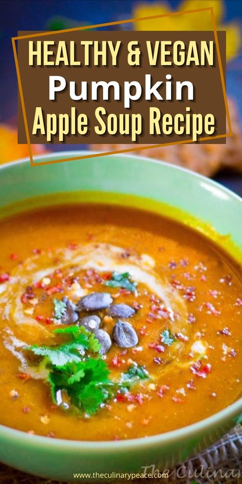 Pumpkin Apple Soup Recipe, Pumpkin Apple Recipe, Pumpkin Apple Soup, Apple Soup Recipes, Pumpkin Soup Healthy, Pumpkin Easy, Hearty Recipes, Apple Soup, Roasted Apples