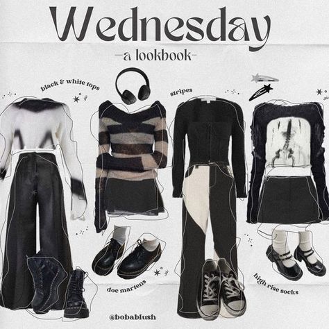 Wednesday Fashion Inspiration, Wednesday Addams Fashion Aesthetic, How To Look Like Wednesday Addams, Wednesday Adams Aesthetic Outfit, Wednesday Addams Lookbook, How To Become Wednesday Addams, Wednesday Addams Clothing Aesthetic, Wednesday Clothes Aesthetic, Wednesday Addams Fits