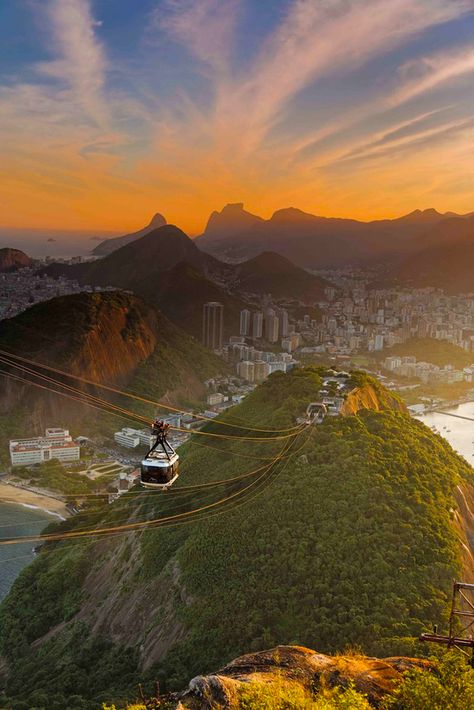 Rio de Janeiro, Brazil Brazil Vacation, Sugarloaf Mountain, Brazil Travel, Cable Car, Travel South, Chiaroscuro, Places Around The World, Aerial View, Wonderful Places