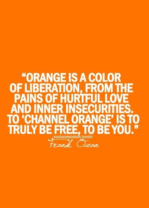 Just a touch of Orange (via Bloglovin.com ) Frank Ocean Quotes, Orange Aesthetics, Orange Quotes, Channel Orange, The Color Orange, Ocean Quotes, Color Meanings, Orange You Glad, Orange Aesthetic