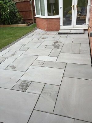 Smooth Sawn Honed Kandla Grey Natural Sandstone Paving Indian Stone £23.38+vat | eBay Grey Sandstone Paving, Paving Stone Patio, Sandstone Paving, Garden Paving, Paving Slabs, Back Garden Design, Patio Garden Design, Small Backyard Gardens, Outdoor Gardens Design