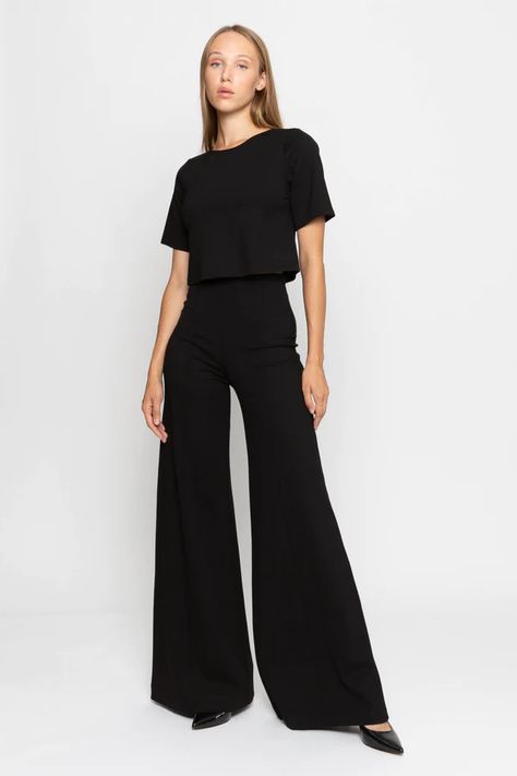 The Core Collection – Ripley Rader Row Aesthetic, Butterfly Stomach, Ripley Rader, Knit Short Sleeve Top, Black Short Sleeve Shirt, Black Wide Leg Pants, Perfect Pant, Italian Outfits, Knit Short