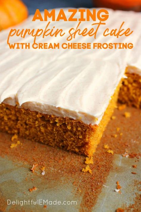 Sourdough Sheet Cake, Cozy Desserts, Layered Pumpkin Dessert, Pumpkin Bars With Cream Cheese, Pumpkin Cake Recipe, Sourdough Pumpkin, Bars With Cream Cheese Frosting, Bars With Cream Cheese, Zucchini Cakes Recipe