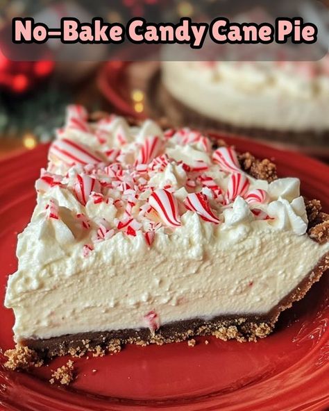 Recipes Lovers with Olivia | 🎄🍰 No-Bake Candy Cane Pie: A Festive Peppermint Delight 🍬 | Facebook No Bake Candy Cane Pie Recipe, Peppermint Icebox Pie, Village Inn Candy Cane Pie Recipe, No Bake Candy Cane Pie, Peppermint Cream Pie Recipe, Peppermint Pie, Candy Cane Pie, Chocolate Cookie Crust, Crunchy Chocolate