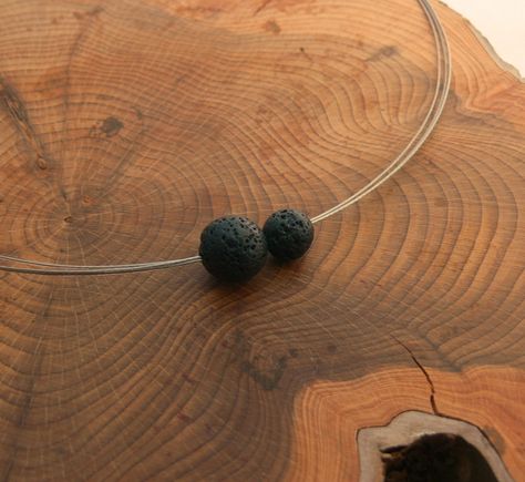 Minimalist Adjustable Lava Stone Jewelry, Black Beads Lava Stone Jewelry, Elegant Black Lava Stone Jewelry, Bohemian Black Lava Stone Jewelry, Black Lava Stone Round Bead Necklaces, Lava Bead Jewelry, Lava Rock, Lava Stone, Minimalist Necklace