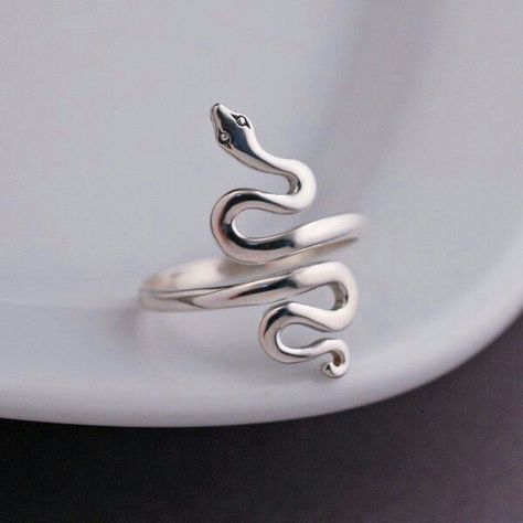 Silver Snake Ring, Snake Jewelry, Snake Ring, Silver Jewelry Rings, Silver Jewelry Handmade, Sea Glass Jewelry, Adjustable Ring, Cute Jewelry, Silver Bracelets