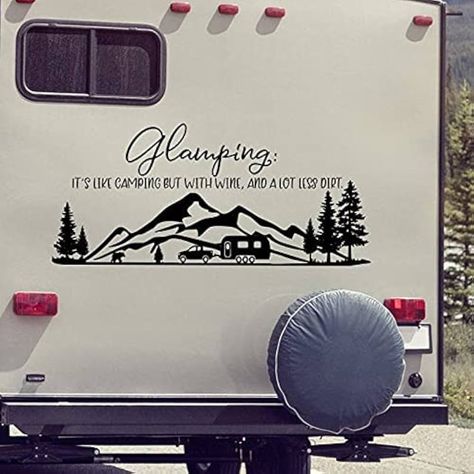 ROWNOCEAN Glamping Rv Decal, Rv Camper Vinyl Sticker, Motor Home Decal, Waterproof Adventure Room Decoration Wall Mural (36.2" X 16.5") : Amazon.ca: Tools & Home Improvement Adventure Room, Rv Decals, Adventure Decor, Mountain Tree, Travel Trailer Remodel, Sewing Furniture, Adventure Travel Explore, Motor Home, Tree Wall Stickers