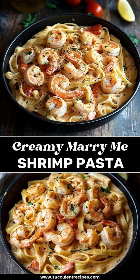 Indulge in this Rich and Creamy Marry Me Shrimp Pasta! A delicious combination of tender shrimp, garlic, and creamy sauce that will win over anyone's heart. Tequila Shrimp Pasta, Marry Me Shrimp Pasta All Recipes, Best Cajun Shrimp Pasta, Italian Recipes With Shrimp, Marry Me Pasta Shrimp, Creamy Sausage And Shrimp Pasta, Shrimp Marry Me Pasta, Marry Me Chicken And Shrimp Pasta, Vegetarian Shrimp Recipes