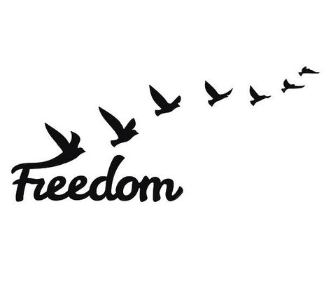 Word freedom turns into the black flying birds. Color: Black. Tags: Cool, Popular Freedom Word Tattoo, Freedom Tattoo Men, Bird Silhouette Tattoos, Natur Tattoo Arm, Freedom Tattoo, Bird Painting Diy, Simple Bird Tattoo, Divorce Celebration, Fly Bird