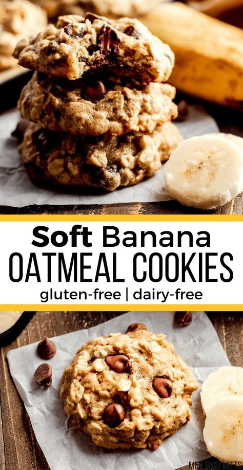 Oats And Chocolate Chips, Oats And Chocolate, Avocado Keto, Gluten Free Oatmeal Cookies, Banana Chocolate Chip Cookies, Starter Recipe, Cookies Gluten Free, Banana Oatmeal Cookies, Banana Cookies