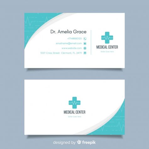 Flat business card concept for hospital ... | Free Vector #Freepik #freevector #logo #business-card #business #abstract Visiting Card For Doctors, Doctor Business Cards, Medical Business Card, Hospital Logo, Business Cards Layout, Blue Business Card, Beautiful Business Card, Name Card Design, Visiting Card Design