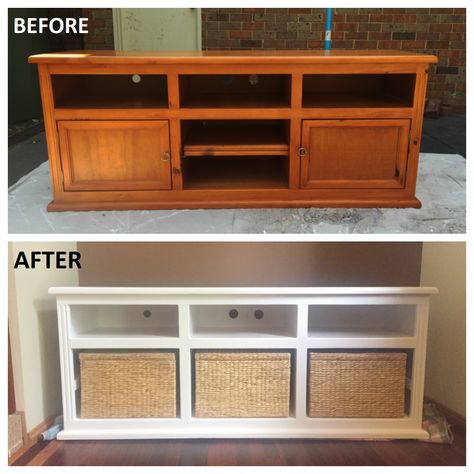 Tv Unit Upcycle Diy Projects, Tv Cabinet Refurbished, Upcycle Tv Unit, Refurbished Tv Unit, Upcycled Tv Cabinet, Upcycled Tv Stand, Dresser Conversion, Tv Unit Makeover, Tv Stand Refurbished