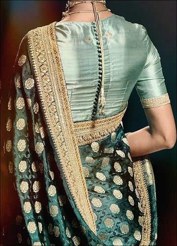 Potli Button Row Back opening High neck blouse -30 Chania Choli, Sari Style, Sabyasachi Mukherjee, Wedding Trousseau, Feather Touch, Blouse Designs High Neck, Blouse Designs Catalogue, Blouse Ideas, Best Blouse Designs