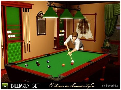 billiards set Sims Pool, Mod Pool, Art Deco Shelf, Mods Sims 4, Ts3 Cc, Sims 3 Cc Finds, Sims Games, Sims4 Clothes, Billiards Pool