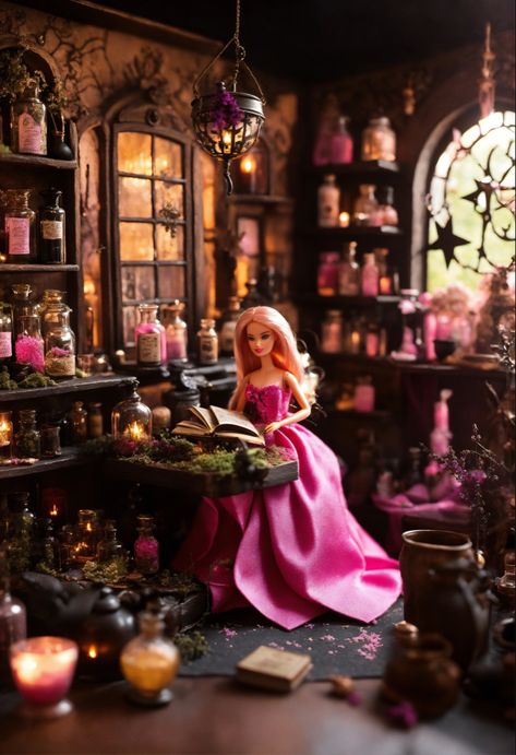 Barbie 
Barbie aesthetic 
Barbie witch 
Barbie apothecary 
Barbie doll 
Apothecary 
Apothecary aesthetics 
Witch apothecary 
Witch aesthetics 
Pink apothecary 
Pink aesthetic 
Pink witch 
Pink 
Witch aesthetic 
Witch Cozy Witch, Barbie Witch, Barbie Photography, Witchy House, Doll Scenes, Barbie Logo, Custom Monster High Dolls, Poster Girl, Barbie Life