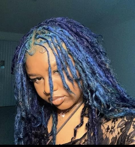 Blue Locs, Blue Dreadlocks, Loc Colors, Dyed Locs, Colored Locs, Loc Ideas, Beautiful Dreadlocks, Loc Inspiration, Short Locs