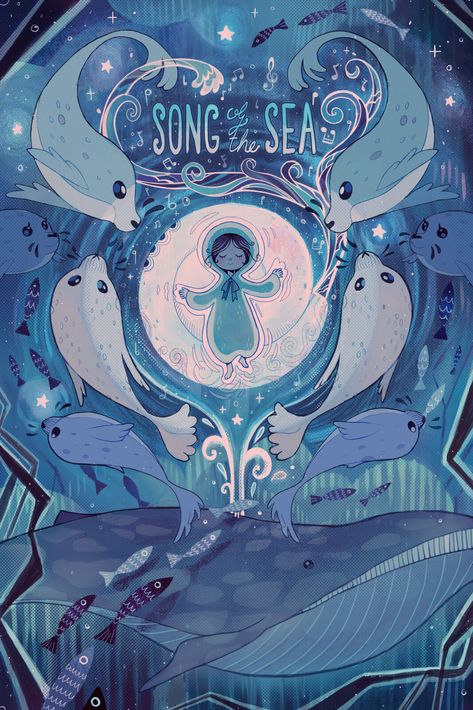 Song of the Sea Movie Poster, Passion Peachy on ArtStation at https://www.artstation.com/artwork/68GwV5 The Song Of The Sea, Irish Folklore, Song Of The Sea, Sea Illustration, Blue Art, Art Inspiration Drawing, The Song, Cool Drawings, New Art