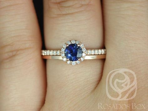 Sapphire Bridal Set, Halo Wedding Set, Round Halo, Diamond Wedding Sets, Blue Sapphire Diamond, Natural Blue Sapphire, Bridal Set, Sapphire Diamond, Bridal Sets