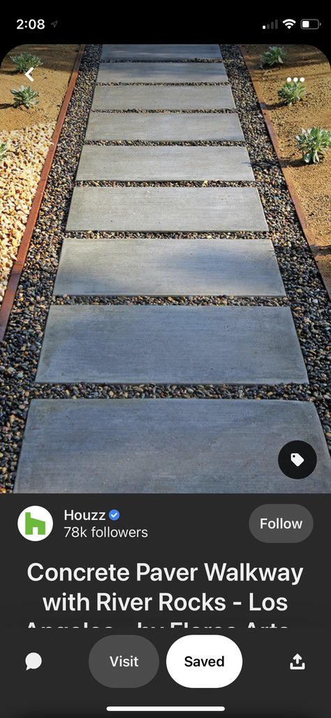 Concrete Pads Walkway, Sidewalk Pavers Walkways, Cement Pavers Walkway, Paver Sidewalk Ideas, Paver Walkway With Grass In Between, Large Pavers Walkway, Paver Pathway Ideas, Large Pavers With Grass In Between Diy, Lay Pavers Over Dirt