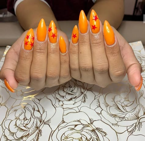 Dragon Ball X Nails, Dragon Ball Nails Acrylic, Dragon Ball Nails Art, Dragonball Z Nails, Dragonball Nails, Dragon Ball Z Nail Art, Goku Nails, Dbz Nails, Dragon Ball Nails