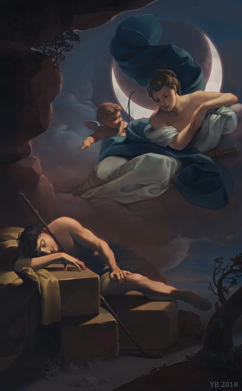 Selene And Endymion Art, Man Sleeping, First Human, Goddess Of The Moon, Pliny The Elder, Greek Pantheon, Nature Spirits, Epic Story, First Humans