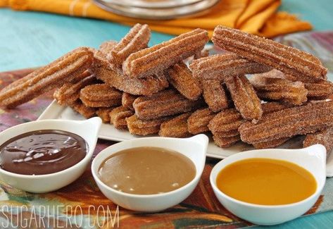 Churro Dipping Sauce, Churro Recipe, Easy Churros, Easy Churros Recipe, Mexican Spice, Homemade Churros, Chocolate Dipping Sauce, Fried Dessert, Churros Recipe