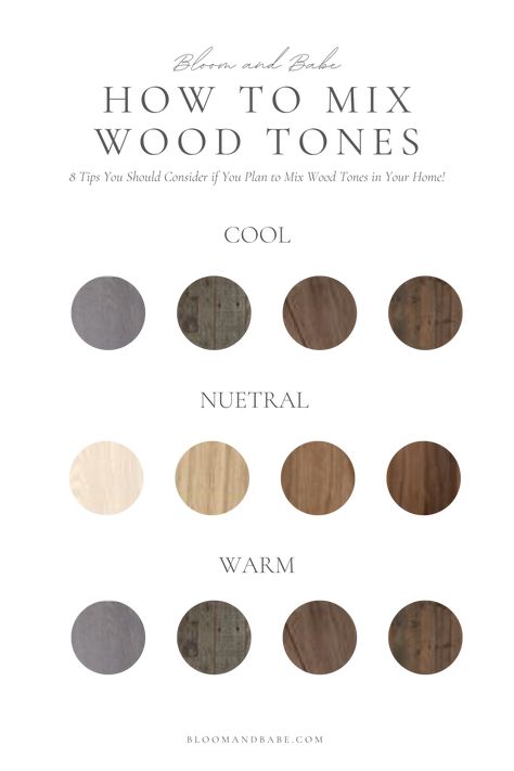 How to Mix Wood Tones in Your Home - BLOOM AND BABE Light Wood Floors Dark Wood Cabinets, Complementary Wood Tones, Light Wood Dark Wood Combination, Complimentary Wood Stain Colors, Wood Stains That Compliment Each Other, Grey Tone Wood Floors, Mix Of Wood Tones, Mixed Wood Dining Table, Dark Wood Floors Kitchen Cabinets