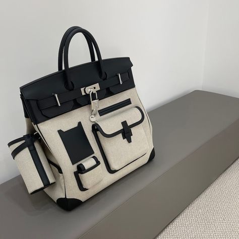 Hermes Limited Edition Black Box & Toile Geoland Cargo HAC Birkin 40 PHW Cargo Birkin, Travelling Accessories, Hac Birkin, Birkin 40, Authentic Models, Fame Dr, Bag Collection, Hermes Handbags, Bag Design