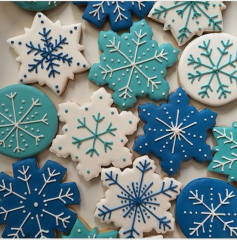 Perfect colors for January Simple Christmas Cookies, Holiday Cookies Decorated, Christmas Sugar Cookies Decorated, Cookies Cupcake, Christmas Cookies Gift, Winter Cookie, Snowflake Cookies, Christmas Cookies Easy, Sugar Cookie Designs