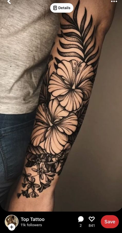 Tattoos For Women Arm, Women Arm Tattoo, Side Body Tattoos, Tree Sleeve Tattoo, Tropical Tattoo, Gothic Tattoos, Polynesian Tattoos Women, Orchid Tattoo, Tattoos Sleeve