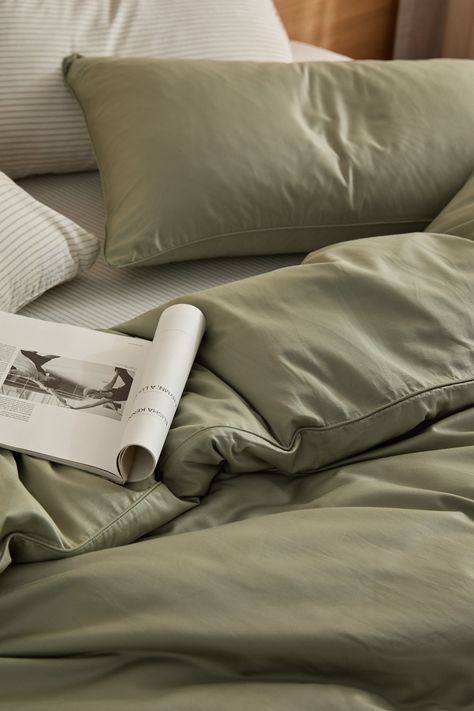 Sage Bed, Sage Duvet Cover, Sage Bedsheets, Sage Green Duvet Cover Aesthetic, Cute Bed Sheets Sage Green, Sage Greeen Bedding, Bed Linen Sage, Sage Green Linen Duvet Cover, Sage Bedding