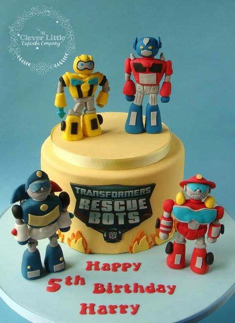 Rescue Bots Cake, Rescue Bots Birthday Party, Rescue Bots Birthday, Transformers Cake, Transformer Party, Transformer Birthday, Cakes Fondant, Transformers Rescue Bots, Birthday 4