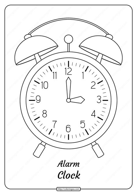 An alarm clock (or sometimes just an alarm) is a clock that is designed to alert an individual or group of individuals at a specified time. #free #printable #alarmclock #clock #coloringpage #drawing #outline Clock Template Free Printable, Clock Decoration Ideas, Alarm Clock Drawing, Clock Outline, Wall Clock Drawing, Homecoming Pants, Clock Drawing, Clock Printable, Clock Drawings