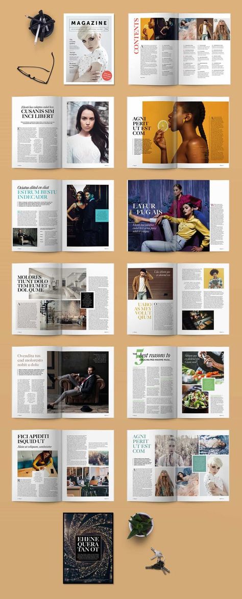 80 Cool Zines and InDesign Magazine Templates – Redokun Yearbook Layout Design, Science Magazine Layout, Music Magazine Layout, Magazine Sketch, Editorial Design Layouts, Digital Magazine Layout, Indesign Layouts, Magazine Design Layout, Magazine Page Design