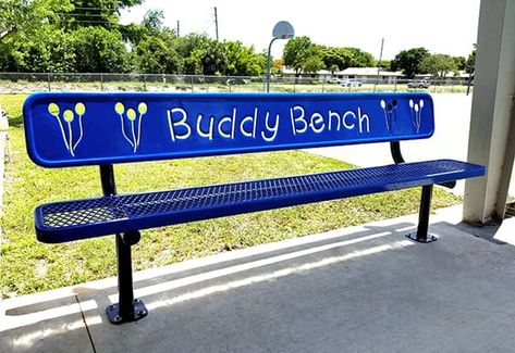 Read about how these buddy benches help children overcome loneliness. Group in California installs more than a dozen at local schools. #buddybenches #teachers #schools #principals Buddy Bench, Bench With Back, Park Equipment, Esl Lesson Plans, Esl Lessons, Playground Equipment, Commercial Furniture, Crash Course, Kids Shows