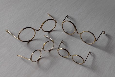 Craft Doll  Metal Wire Rim Eye Glasses / Gold Brass Metal Wire Rim Eye Glasses / Teddy bear Metal Wire Rim Eye Glasses /12 Pair Crochet Glasses Holder, Wire Doll, Crochet Glasses, Craft Doll, Glasses Holder, Doll Crochet, Iron Wire, Doll Parts, Gold Brass