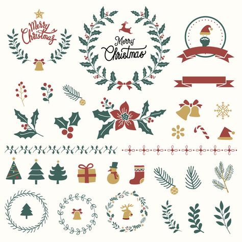 Set of christmas design elements vector Free Vector Immagini Grinch, Merry Christmas Greetings, Christmas Banners, Christmas Tree Design, Black Christmas, Vintage Christmas Cards, Christmas Illustration, Christmas Vectors, Free Christmas