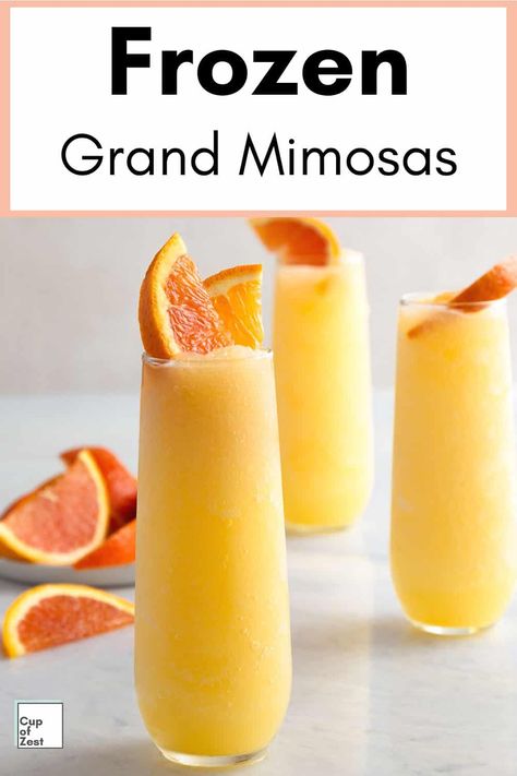 Frozen Mimosa Recipe, Mimosa Recipe Orange, Wine Pairing Menu, Mimosa Recipe, Grand Marnier, Cocktail Drinks Recipes, Frozen Drinks, Breakfast Buffet, Slushies