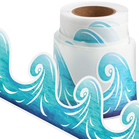 PRICES MAY VARY. Self adhesive: our turquoise ocean bulletin board border is self-adhesive which help you easier to decorate your bulletin board, desk or wall; You do not need to prepare glue, so it is very convenient to use What you will receive: comes with 1 roll of ocean waves bulletin board border, the size of the border trim is 49.2 feet in length and 3 inches in width, long and big enough to meet your decorative needs; You can get and use the adhesive border to decorate classroom, office, Waves Bulletin Board, Ocean Classroom Decor, Beach Classroom, Ocean Theme Classroom, Ocean Theme Party, Chalkboard Decor, Bulletin Board Borders, Turquoise Ocean, Cap Ideas