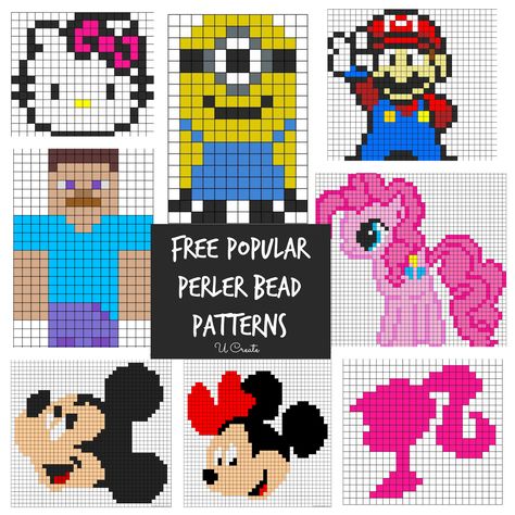 Free Popular Perler Bead Patterns - u-createcrafts.com Diy With Kids, Perler Beads Ideas, Fuse Bead Patterns, Fish Extender, 8bit Art, Perler Bead Templates, Pixel Crochet, Hama Beads Patterns, Pola Kristik