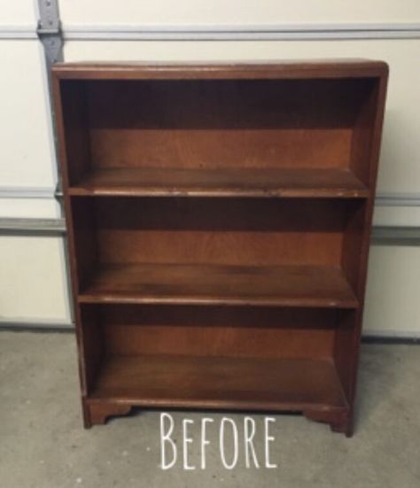 Refinish Bookcase Ideas, Remodeled Bookshelf, Book Case Redo Ideas, Redoing A Bookshelf, Shelf Restoration, Vintage Bookcase Makeover, Oak Bookcase Makeover, Bookcase Restoration, Bookcase Renovation