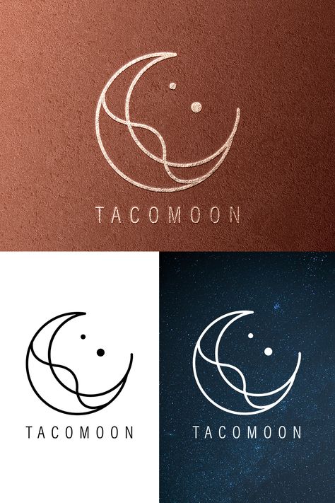 Moon Star Design, Moon Logo Design Creative, Luna Logo Design, Night Logo Design, Moon Logo Ideas, Sun Moon Logo, Geometric Logo Inspiration, At Logo Design, Stars Logo Design