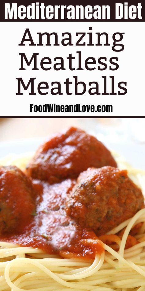 Enjoy this recipe for Yummy Meatless Meatballs with your next Italian pasta dinner or as your next great appetizer with sauce, vegan, vegetarian, gluten free Mediterranean diet Meatless Meatballs Recipes, Veggie Meatballs Recipe, Gluten Free Mediterranean Diet, Plant Based Meatballs, Vegetarian Meatballs Recipe, Gluten Free Mediterranean, Italian Pasta Dinner, Vegetable Meatballs, Vegan Meatballs Recipe