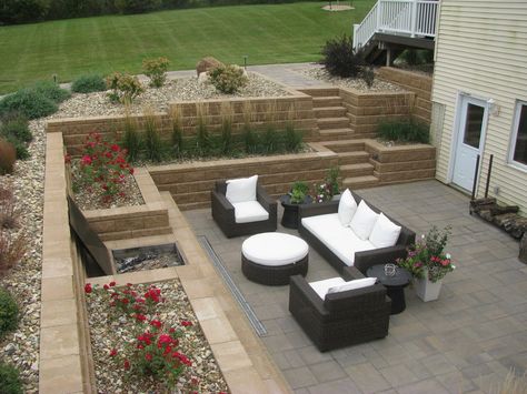 Sunken Patio Ideas Retaining Walls, Sunken Patio Retaining Walls, Basement Walkout Ideas Retaining Walls, Walkout Basement Retaining Wall, Sunken Patio Ideas, Sunken Backyard, Basement Exterior, Walkout Patio, Walkout Basement Patio