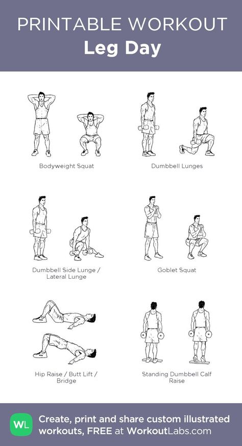 Free Weight Leg Workout, Leg Exercises With Weights, Workout Printable, Leg Workouts For Men, Dumbbell Leg Workout, Workout Labs, Leg Workouts Gym, Workout Men, Printable Workout