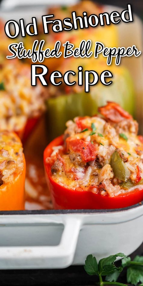 Stuffed Bell Peppers With Worcestershire Sauce, Stuffed Bell Peppers Small Batch, Stuff Bellpepper Recipes, Easy Stuff Peppers Recipes, Stuffed Bell Peppers Southern, Stuffed Peppers Betty Crocker, Betty Crocker Stuffed Bell Peppers, Easy Stuff Bell Peppers Recipe, Cooked Bell Peppers