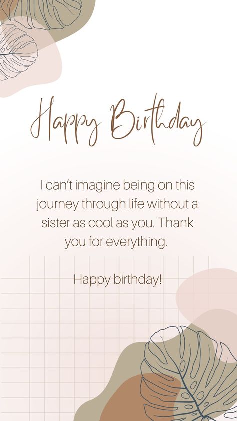 Happy Birthday Sister Aesthetic, Aesthetic Birthday Wishes For Sister, Happy Birthday Sister Quotes Beautiful, Happy Birthday Sister Frame, Happy Birthday To Your Sister, Happy Birthday Card Aesthetic, Happy Birthday Sister Cards, Happy Birthday Sister Messages, Sister Poems Birthday