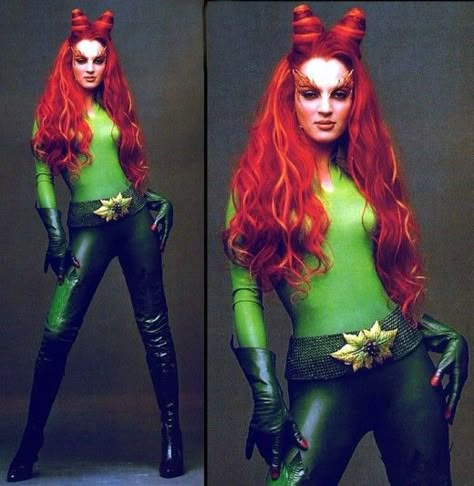 Make Your Own Poison Ivy Costume - DIY Halloween Costume Ideas - Homemade How To Easy Poison Ivy Costume, Black Poison Ivy Costume, Red Wig Costume Halloween, Jason Halloween Costume, Poison Ivy Costume Diy, Ivy Halloween Costume, Uma Thurman Poison Ivy, Poison Ivy Makeup, 2023 Costumes