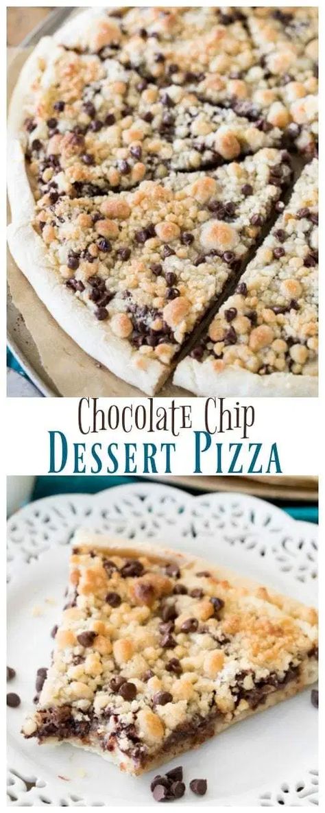 Chocolate Chip Dessert, Chocolate Chip Pizza, Pizza Sauces, Dessert Pizza Recipes, Desserts With Chocolate Chips, Sweet Pizza, Chocolate Pizza, Best Chocolate Chip Cookies, Best Chocolate Chip