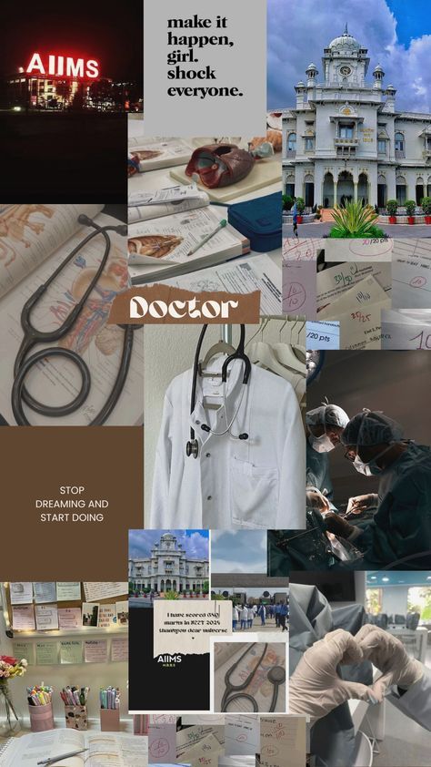 Vision Board For Doctor, Academic Motivation Doctor, Dream Doctor Wallpaper, Vision Board Doctor, Doctor Motivation Quotes, Doctor Motivation Wallpaper, Doctor Moodboard, Doctor Vision Board, Med School Motivation Wallpaper